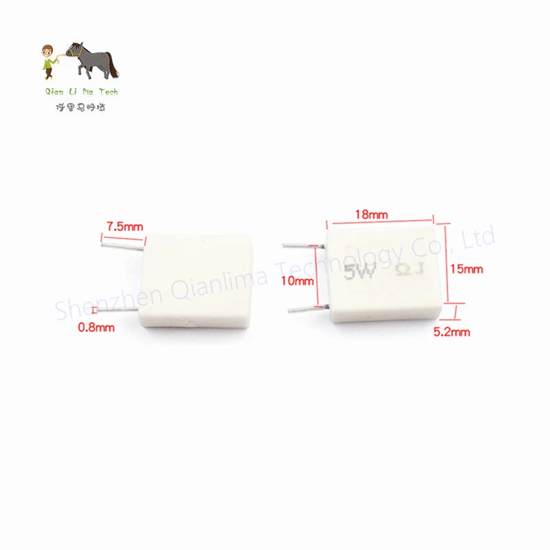 10pcs BPR56 5W Non-inductive Cement Resistor 0.01R 0.02R 0.05R 0.1R 0.15R 0.2R 0.22R 0.25R 0.3R 0.33R 0.5R 0.56R 1R 2R 10R ohm