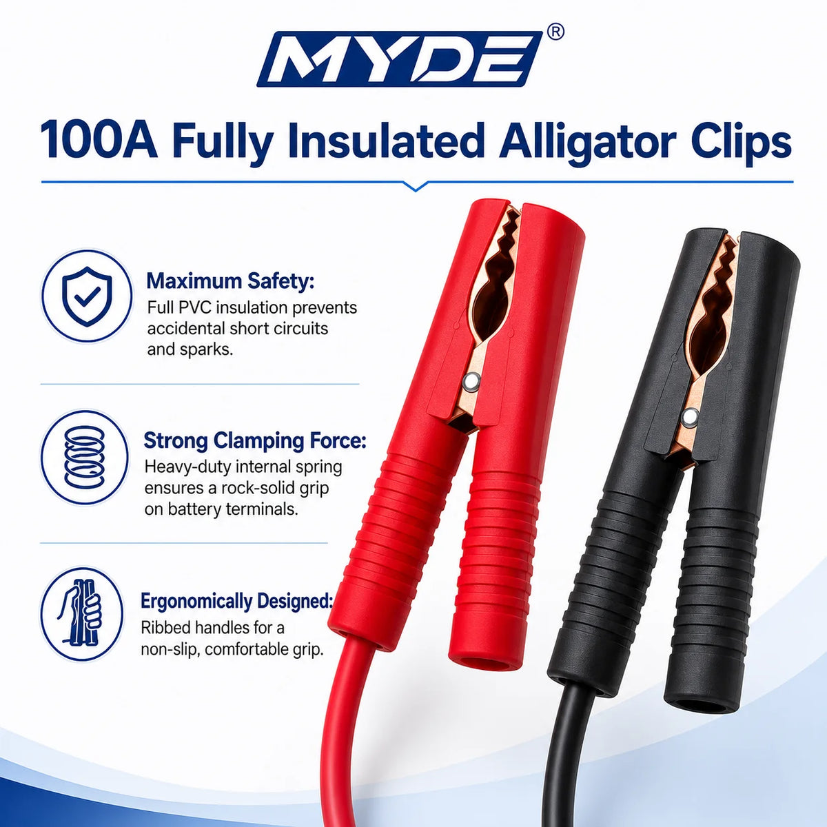 10AWG Anderson Plug to 100A Battery Alligator Clip Cable, Heavy Duty Quick Connect Lead for Car RV Solar Power