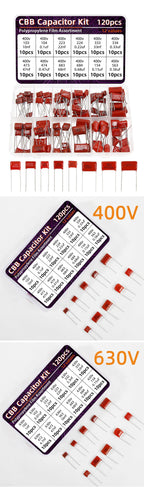 120pcs CBB Capacitor Assortment Kit Metallized Polypropylene Film Capacitors