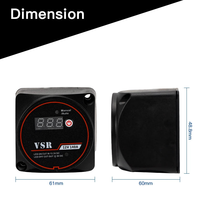 DaierTek Smart Dual Battery Smart Isolator 12V 140A Digital Voltage Sensitive Relay VSR Split Charge For Camper Car RV