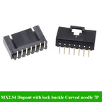 MX2.54 TJC8 Dupont Connector 2/3/4/5/6/7/8/9/10Pin With Lock Buckle Single Row 2.54mm Right Angle Straight/Curved Needle