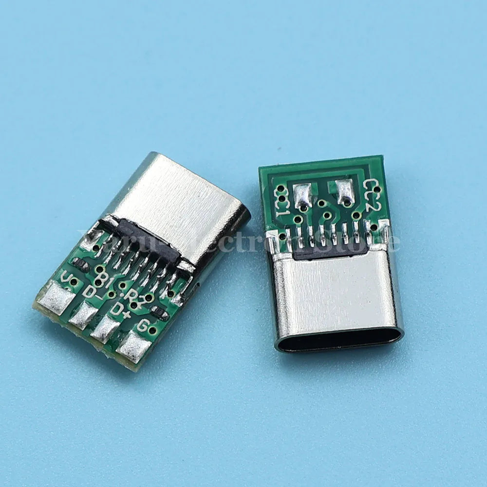 With Dual 5.1K Resistors 16pin USB Electric Terminals Welding DIY Data Cable Support PCB Board USB Type C Female Connectors Jack