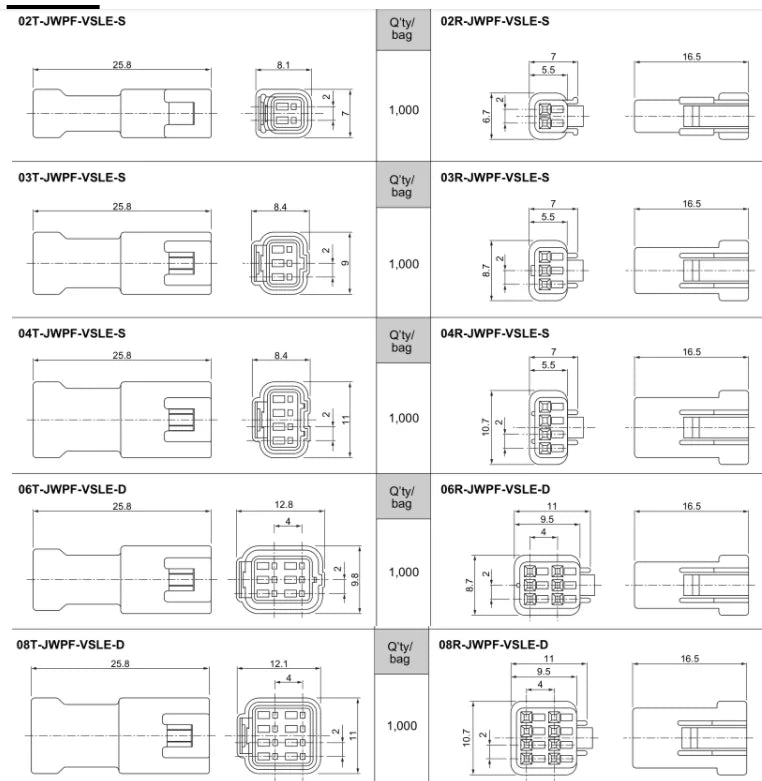 JST Connector Kit Series Waterproof Wire Quick Wire Connector Electrical Kit JST-02-08T/R JWPF Automotive Sealed Plug With Pins