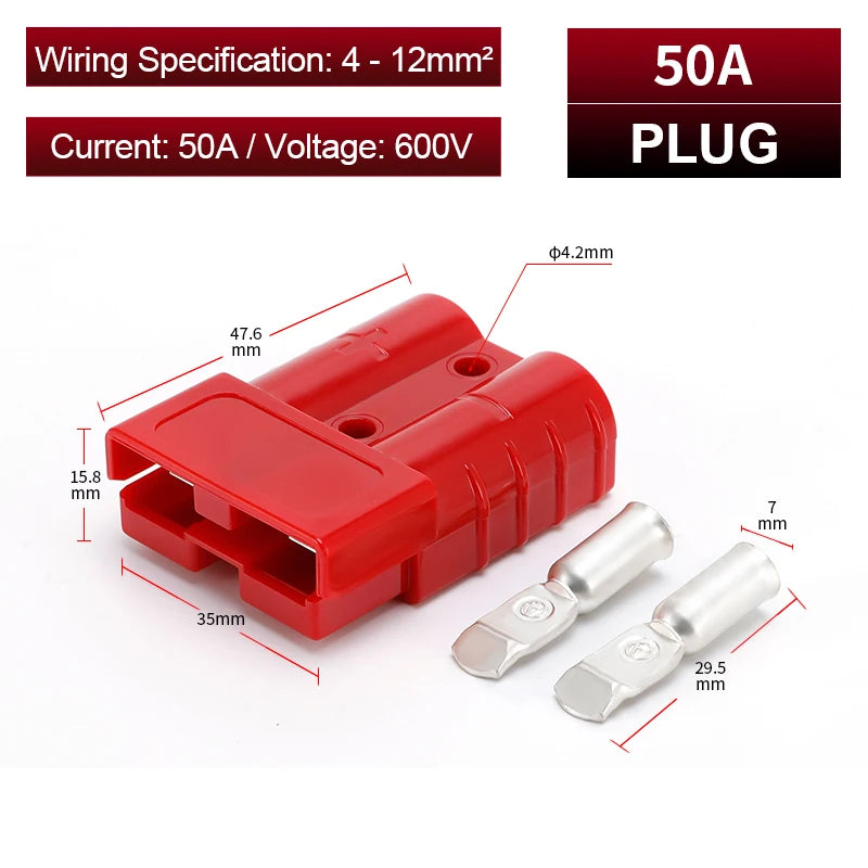1/2/4PCS 50A Battery Power Connector Kit Quick Plug 600V Car Forklift Battery Charging Electrical Cable Wire Terminal Connectors