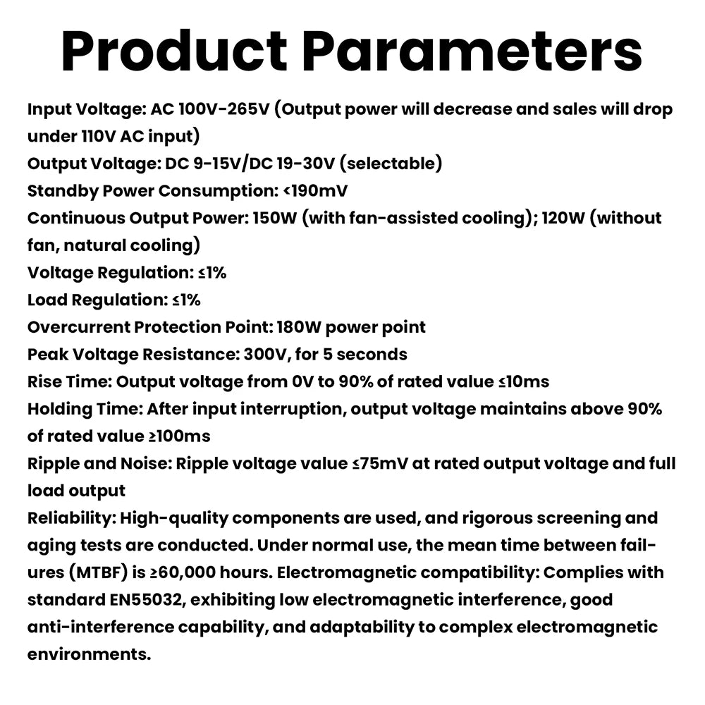 180W/120W High-Power Switching Power Supply Module Board AC190-265V to DC 9V-30V/AC100-265V To DC 9V-30V Adjustable Power Module