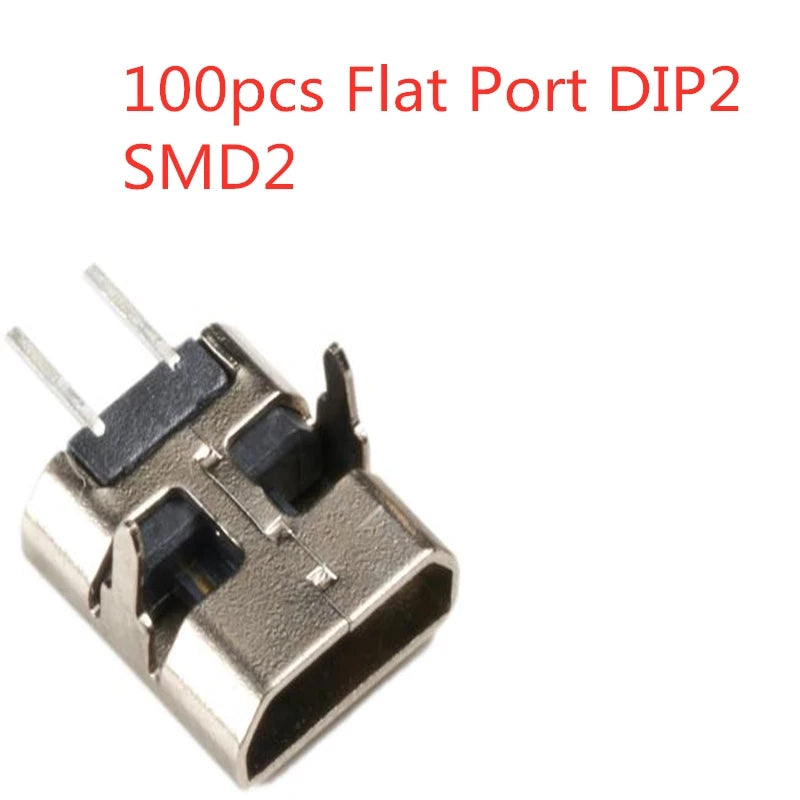 10-100pcs Micro USB Connector 2pin DIP2 SMD2 180 Degree Rotating Vertical B-Type Female Socket Charging Curl and Flat Port Dock