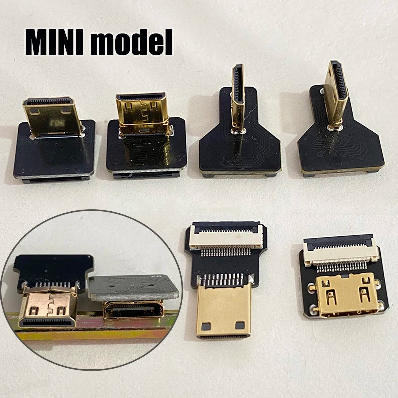 1PCS Ribbon FPV HDMI-Compatible Connector Flexible Flat Cable Raspberry Pi 4 Micro HDMI to HDMI/Mini HDMI Female 90 Degree FFC