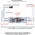 DC 12V Capacitive Touch Sensor Switch Coil Spring Switch LED Dimmer Control Switch 9-24V 30W 3A for Smart Home LED Light Strip