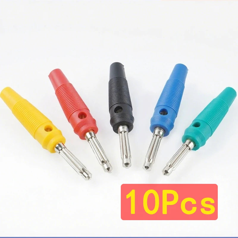 10PCS 4mm 32A Solderless Side Stackable Banana Plug High Current Insulated Shrouded Connector
