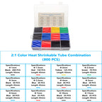 127-800 Pcs Boxed Heat Resistant Tubing Heat Shrinkable Tubing Heat Shrink Packaging Kit Electrical Connection Cable Protection