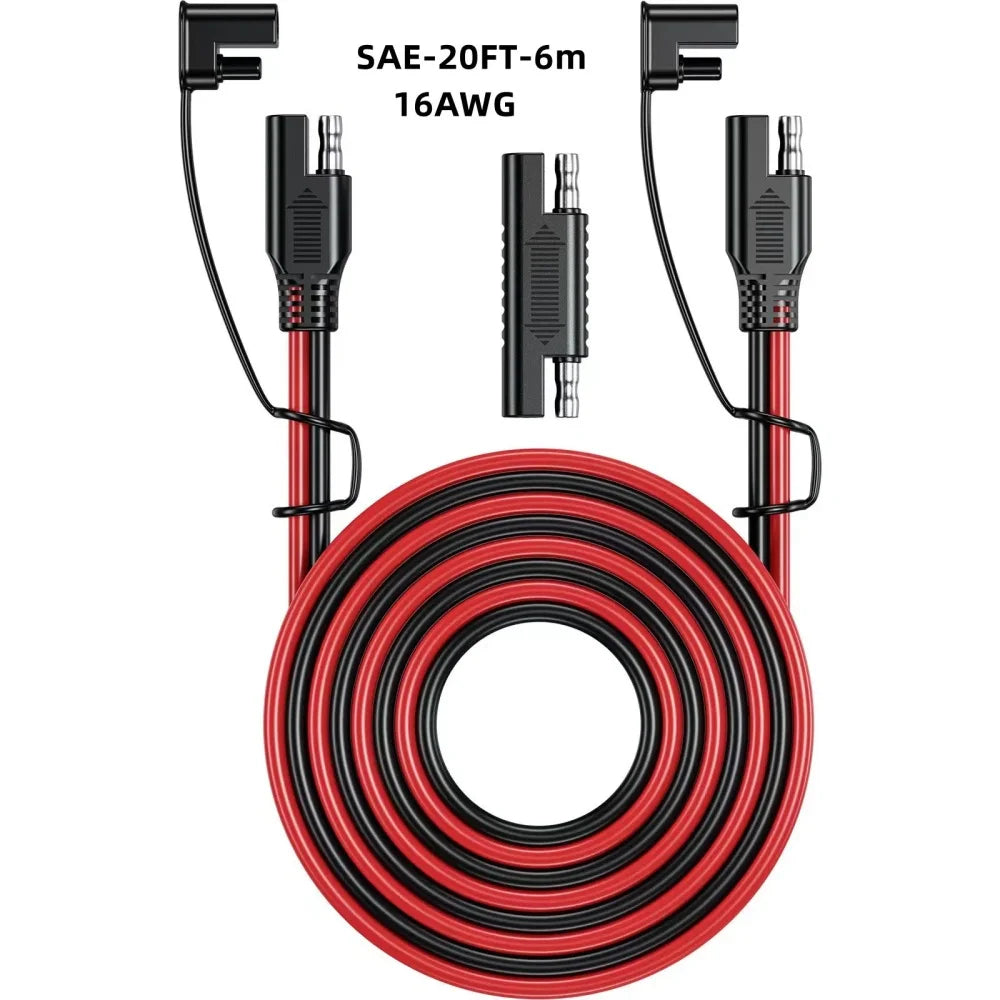 12/24V SAE to SAE Extension Cable Quick Connector Harness SAE Connector, with SAE Polarity Backup Adapter and 15A Backup Fuse