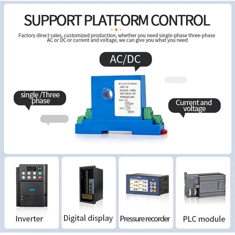 AC DC Current Transmitter 0-150A Current Sensor Hall Current Transducer 4 20ma RS485 DC24V AC Current Transmitter RS485