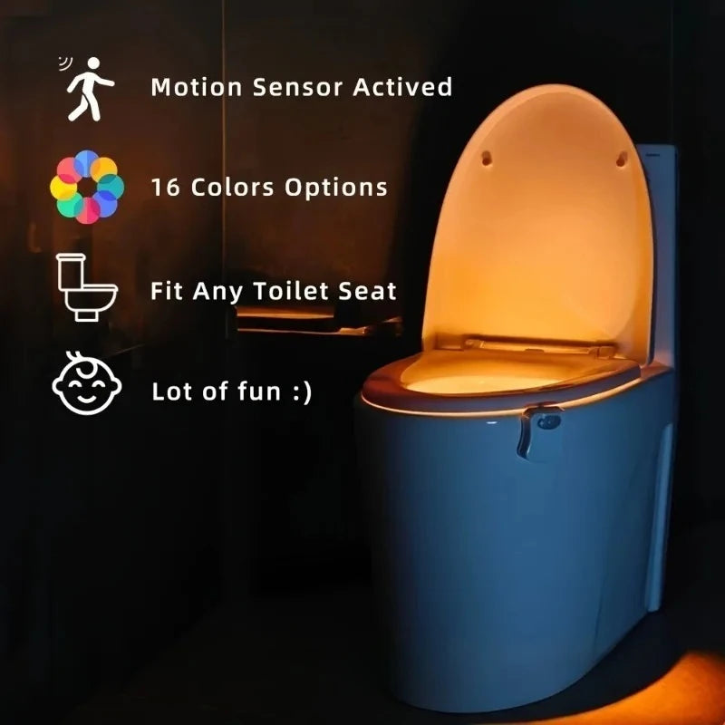 16-Color Motion-Sensing Toilet Seat Night Light with Motion Sensor