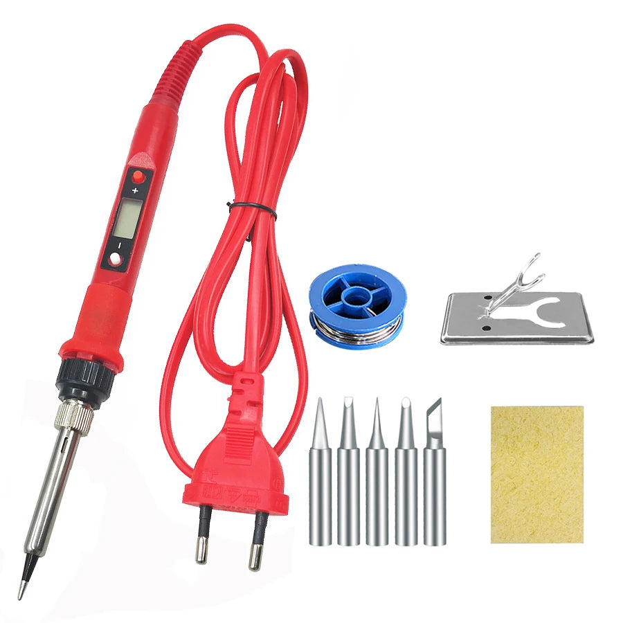 80W Digital Electric Soldering Iron Set Kit Temperature Adjustable 220V 110V  Ceramic Heater Soldering Tips Welding Tool  set