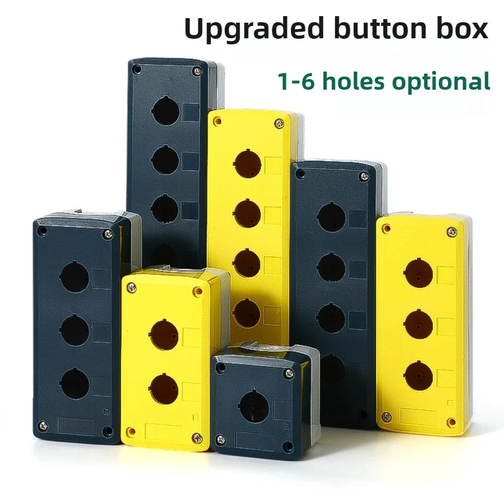 1/2/3/4/5 Hole Waterproof Button Switch Control Box Button Emergency Stop Dustproof Waterproof IP65 Button Thickened Yellow Gray