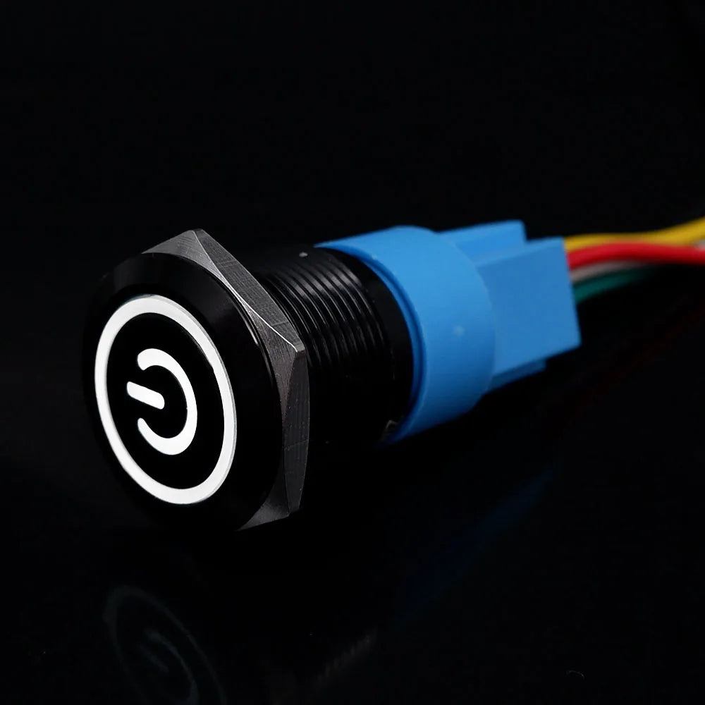 12/16/19/22mm Push Button Switch Oxidized Black Momentary Latching Fixed On Off Power Switch with wire LED Light 5V 12V 24V 220V