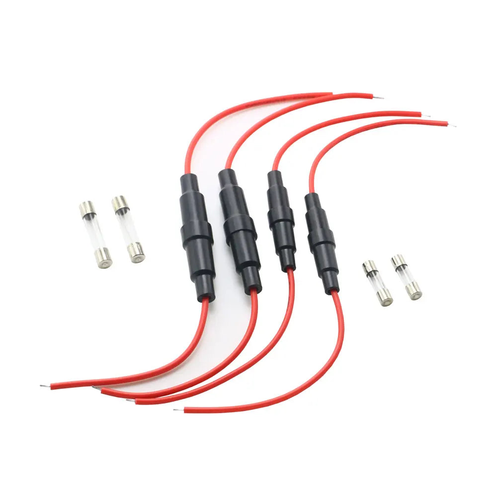 5PCS 5*20mm 6*30mm Glass Fuse Holder Screw Type 5X20mm with 22 20 18 16 14AWG Wire Cable 250V 5X20MM Glass Fuse Tube Fuse Casing