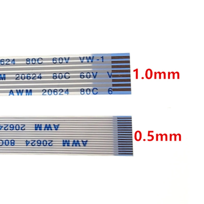 10PC FPC FFC Ribbon Flexible Flat Cable 14 Pin Pitch 0.5MM 1.0MM A-Type AWM 20624 80C 60V 6/10/15/20/25/30/40 CM Forward Reverse