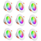 1-10PCS 10W Smart LED Downlight Bluetooth Ceiling Lamp RGB CCT Lamp APP Remote Control Color Changing Light for Google Alexa Hom