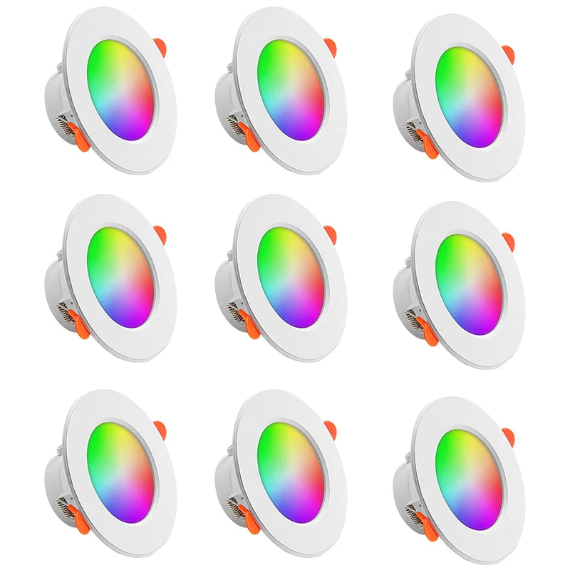 1-10PCS 10W Smart LED Downlight Bluetooth Ceiling Lamp RGB CCT Lamp APP Remote Control Color Changing Light for Google Alexa Hom