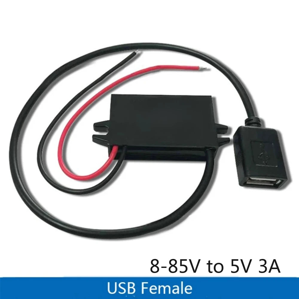 12V 24V 36V 48V 60V 72V 80V to 5V 3A 8-85V to 5V DC Step Down USB Converter With Car Charger Power Supply Output Waterproof