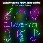 TUYA Neon LED Strip Lights Silicone Neon Rope Light 5-24V 84LEDs/M with Music Sync RGBIC Dreamcolor Chasing Strip Tape for Room