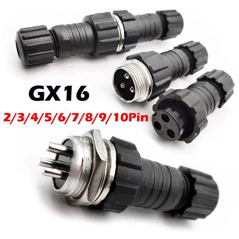 5/20Sets GX16 Aviation Connector M16 Waterproof Back Nut Docking Male&Female Plug And Socket 2/3/4pin 5pin 6pin 7pin 8pin 9pin