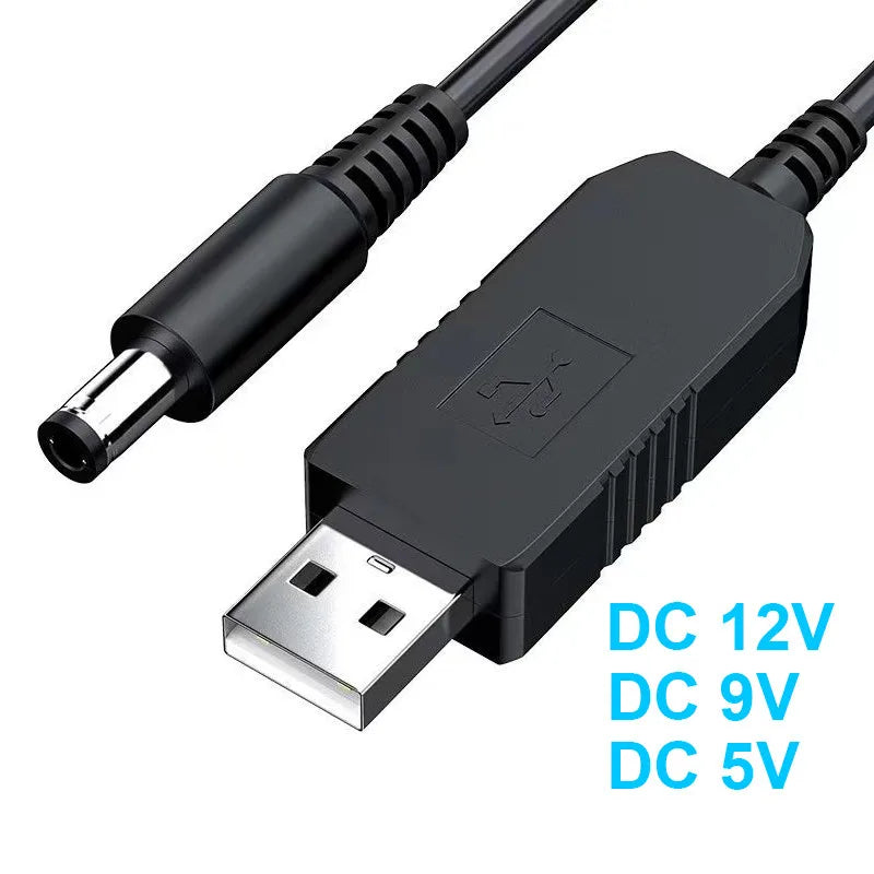 5.5x2.1mm USB DC 5V to 12V 9V Step Up Boost Power Cable for Router Modem WiFi Fan Adapter Converter via Power Bank