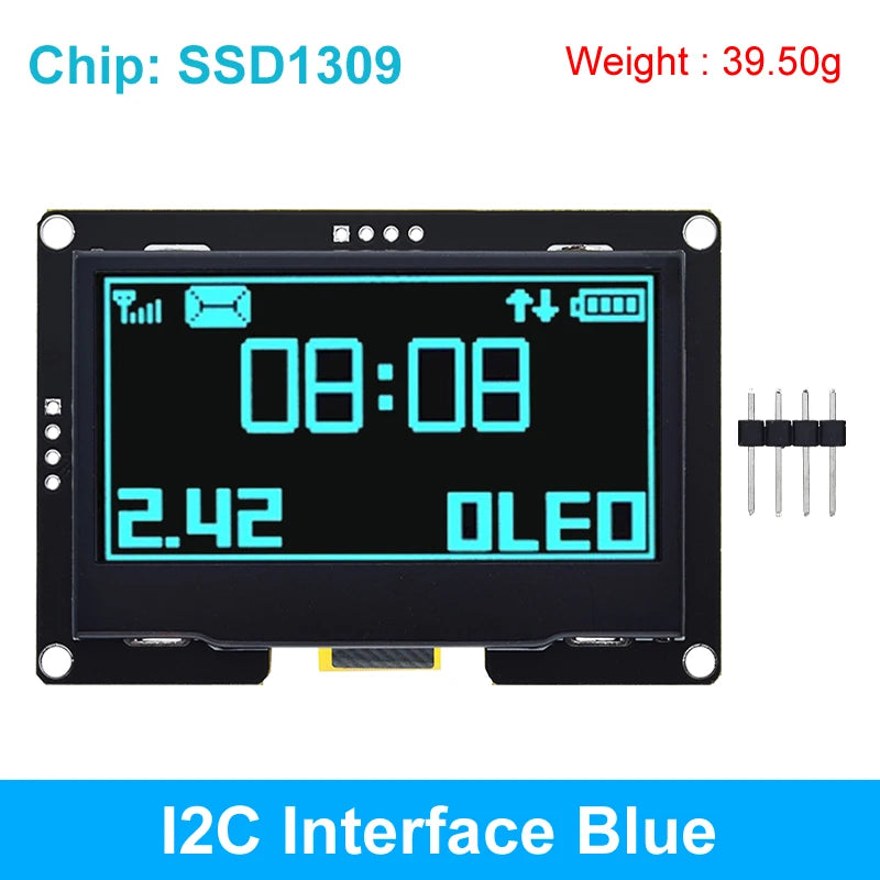 2.42 inch 2.42" OLED Display Module 128x64 LCD HD Screen Module SSD1309 7 Pin SPI/IIC I2C Serial Interface for Arduino UNO R3