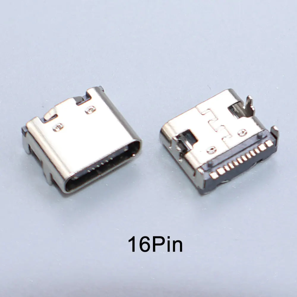 JCD 10PCS 2/6/16/24 Pin Type-C Charging Port USB-C Female Connector Charger Socket PCB Soldering SMD SMT DIY Repair Adapter