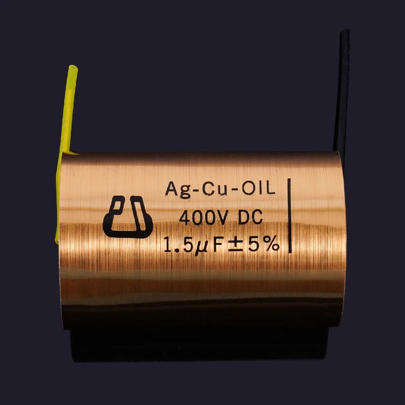 1pcs Copper foil Oil-Impregnated Silver Pin Polar Capacitor HIFI Audio DIY Grinding Mill Frequency Division Coupling MKP
