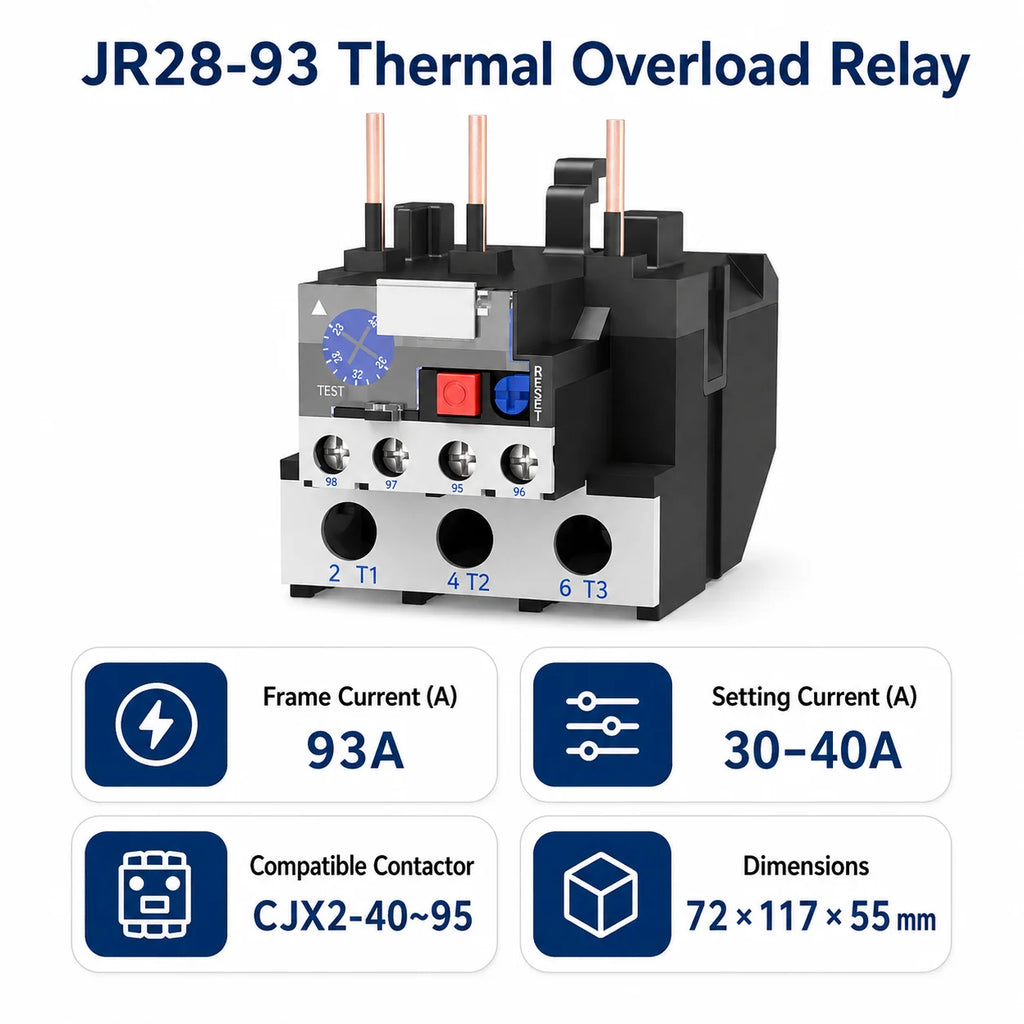 JR28 Series Thermal Overload Relay 25A 36A  Adjustable Current Motor Protection Electrical Overload Protector for AC Contactor