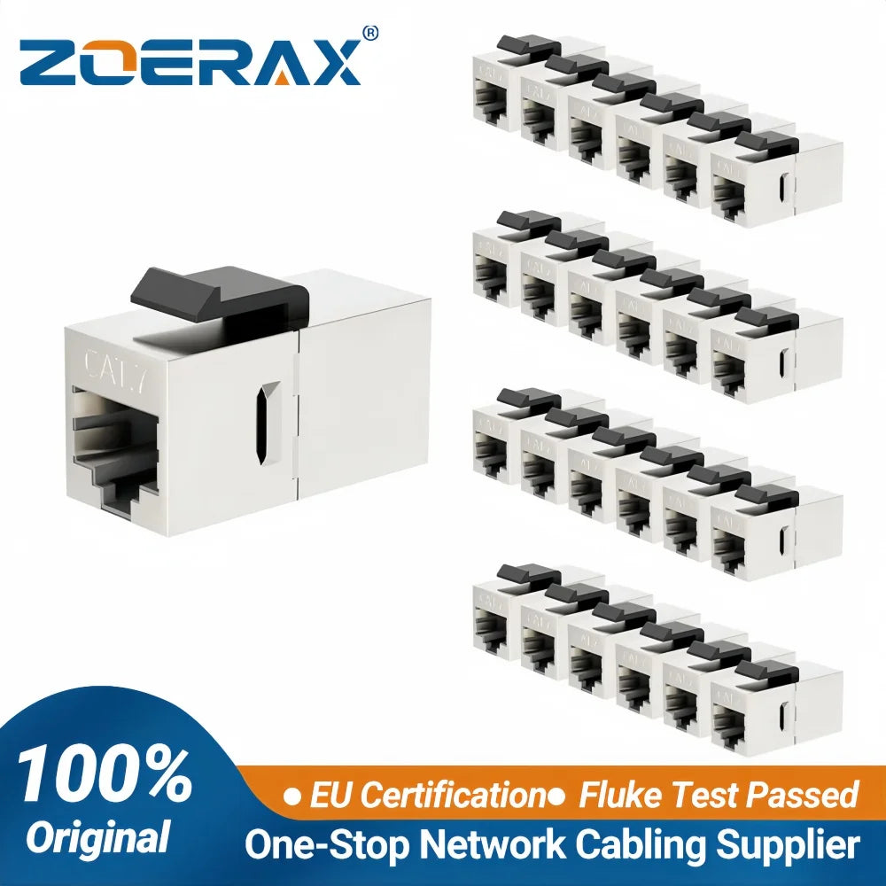 ZoeRax CAT7 CAT6A CAT6 Coupler RJ45 Keystone Shielded Coupler, Female to Female RJ45 Inline Coupler Keystone Jack