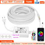 30M 20M 10M RGB LED Neon Strip Light 220V Decor Home Lighting Waterproof Flexible LED Ribbon Remote/Bluetooth/Tuya WiFi Control