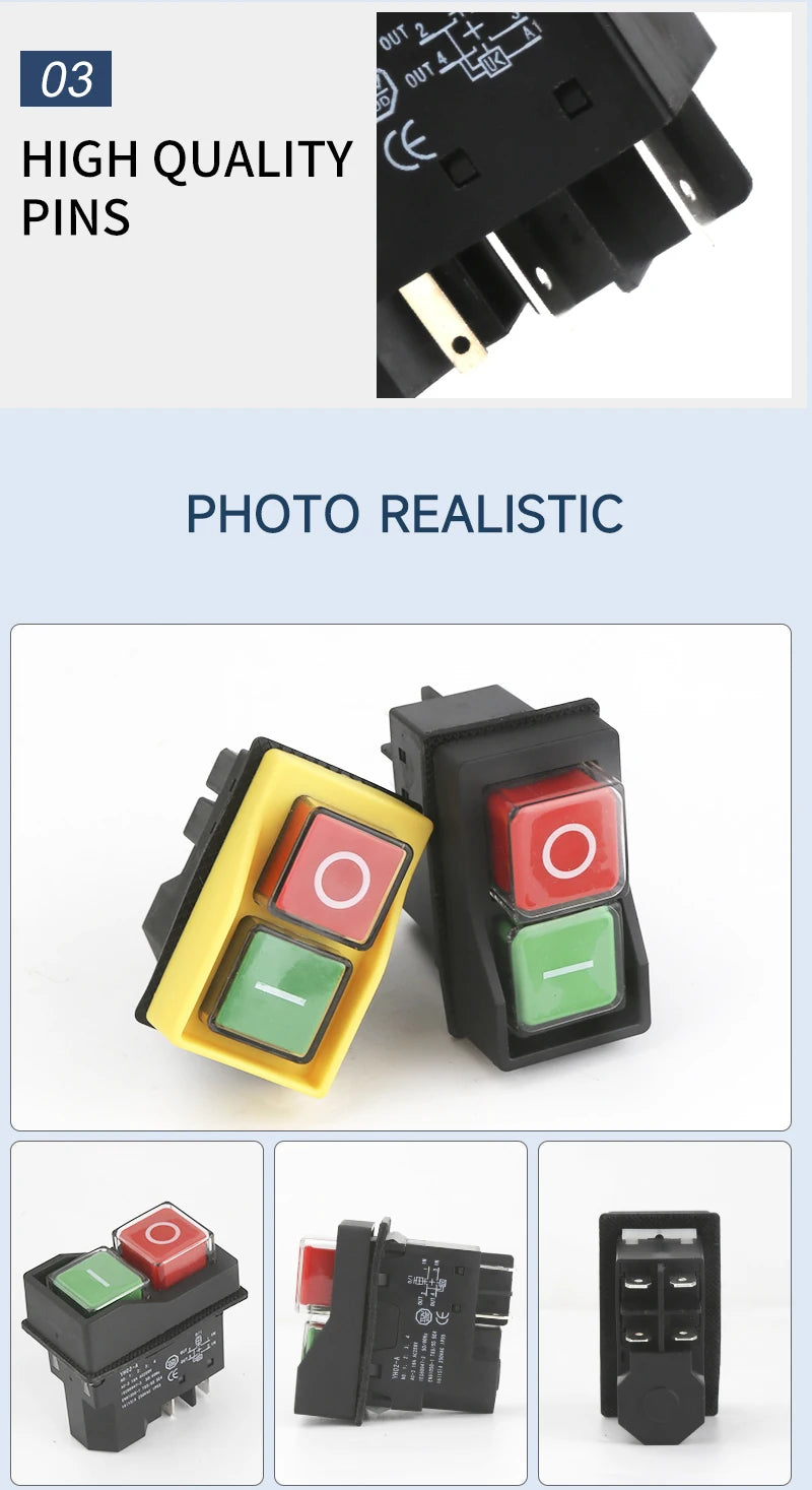 YH02A Electromagnetic Starter Push Button Switches Machine Tool Equipment IP55 Waterproof Safety Witch 28A Replace KLD28A KJD17A