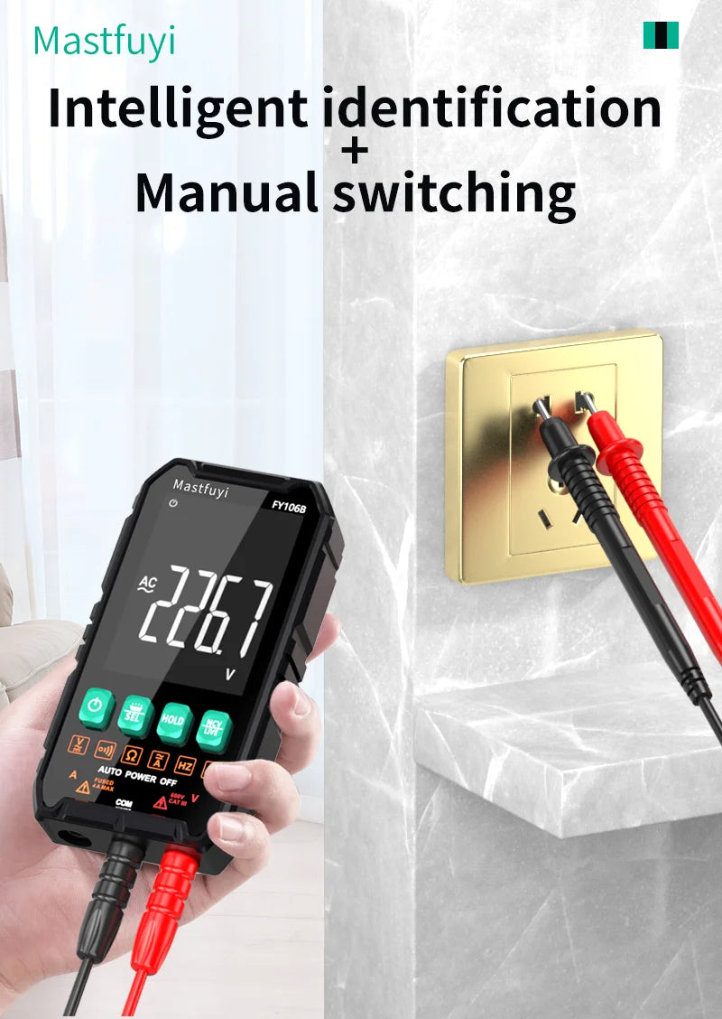 MASTFUYI Auto-Ranging Digital Multimeter High Precision 6000 Counts True RMS Tester Capacitance Ohm Hz Test Electrician Tools