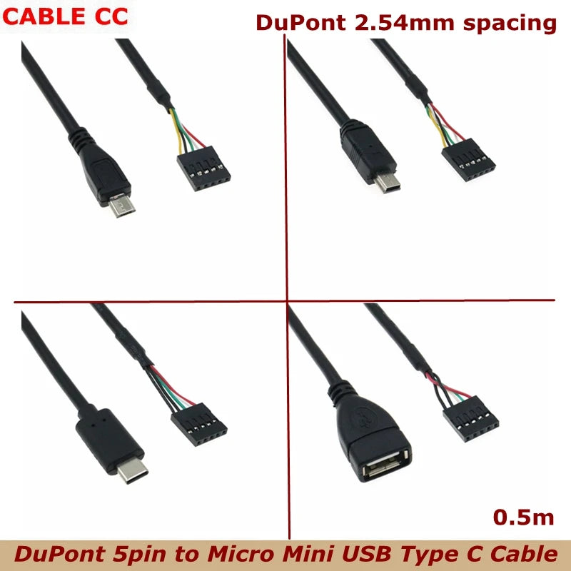 USB Header PCB Motherboard Cable USB 2.0 Micro 5Pin /Mini 5Pin Type-c Male USB Female to 9Pin Female 2.54