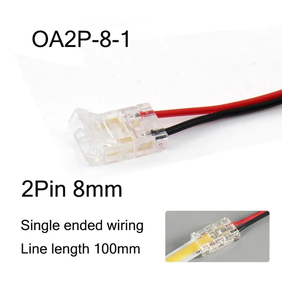 COB Led Strip Connector Light Strip Wire Connectors 2 3 4 Pin L-shaped For 5 8 10mm Width PCB Single Color RGB CCT Strip