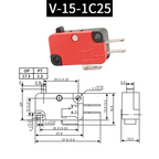 5pcs Travel Limit Switch Micro Switch Self-resetting V-152-1C25 3-pin Miniature Push Button Tactile Microswitch V-152 V-153 V-15