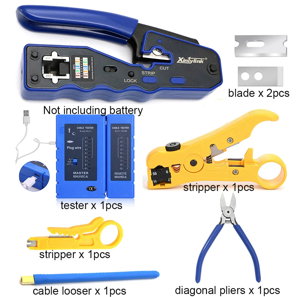 Xintylink RJ45 Crimper Hand Network Tools Pliers CAT5 CAT6 8P RJ45 Cable Stripper Pressing Clamp Tongs Clip New Style Type