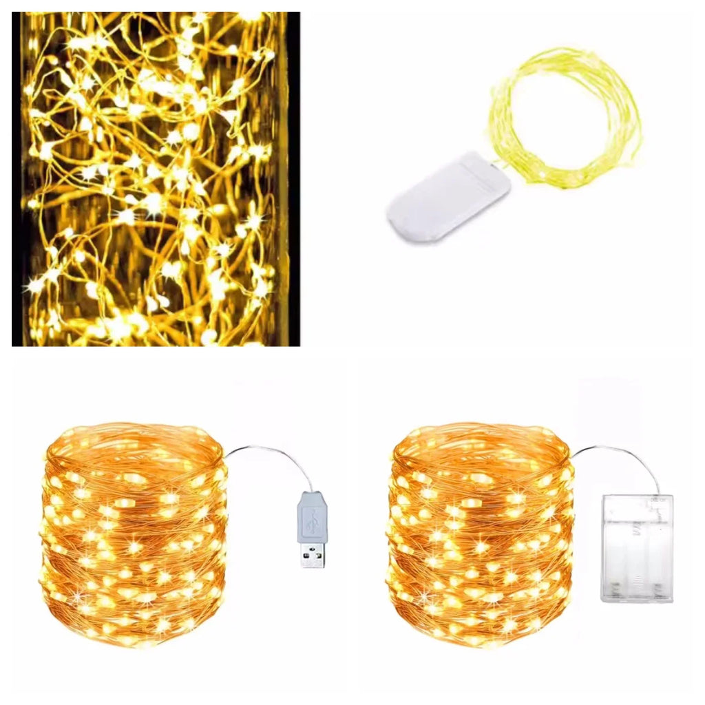 1M 2M 3M 5M Copper Wire LED String lights Holiday lighting Fairy Garland For Christmas Tree Wedding Party Decoration