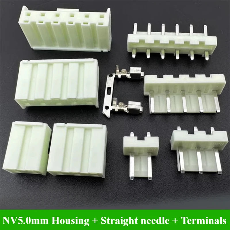 5/10/30/50/100Pcs NV5.0mm Pitch 5.0mm 2P 3P 4P 5P 6P Connector With Housing Straight Neddle Terminal Socket Replaces JST Plug