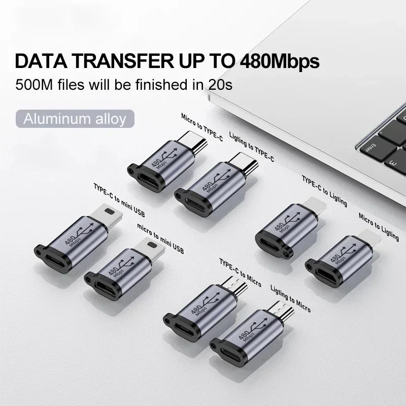 USB C Adapter Type C To Micro To Mini USB Female Converters for IPhone 14 13 Xiaomi Samsung for Lightning Male Charger Adapter