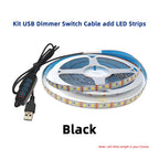0.5-5M USB 5V LED Dual Color Strip Light Kit 120 LEDs/M 3000K 4000K 6000K CCT Flexible Tape Bar Lamp 4-Key 2M Dimmer Controller