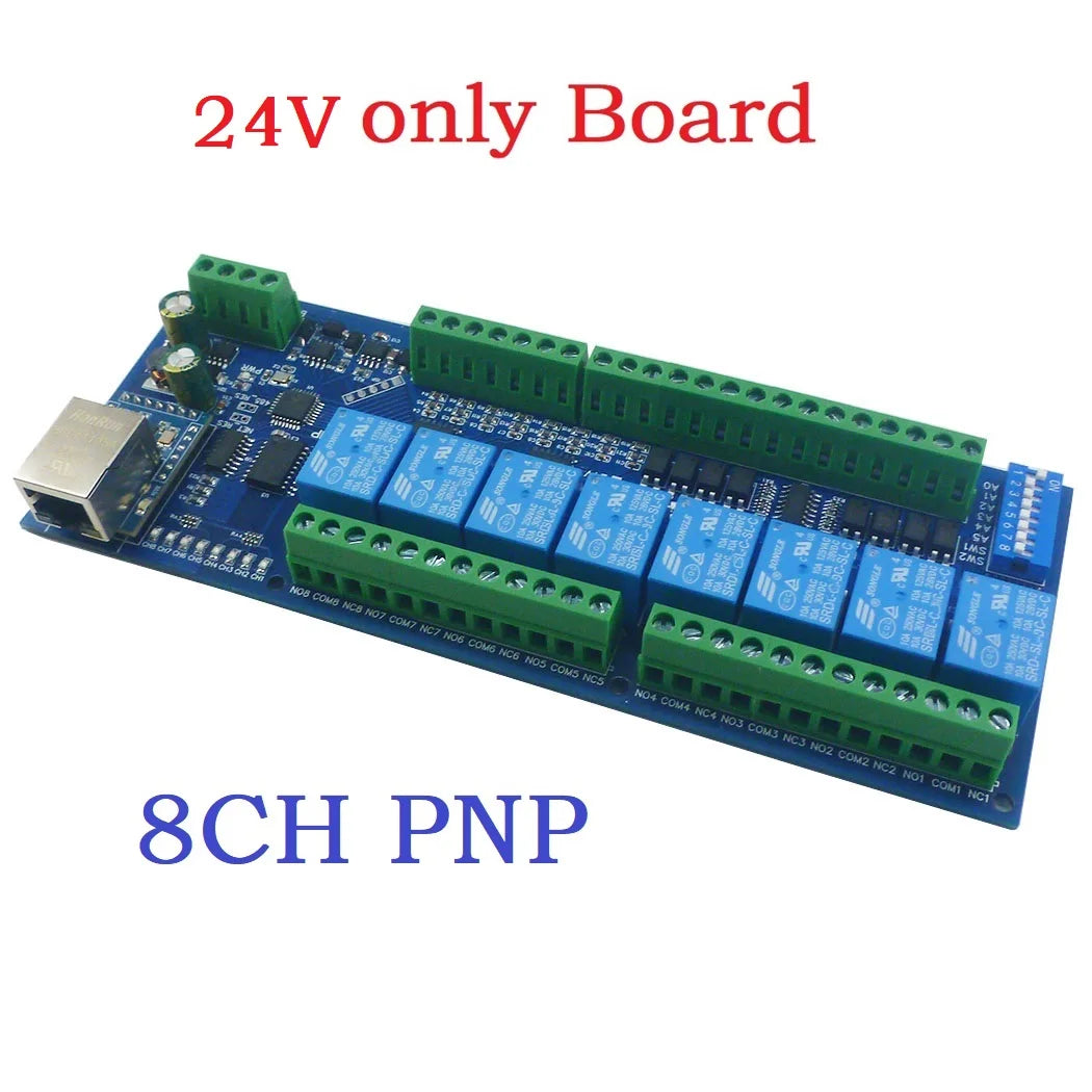 8DI 8DO Analog IO Module Modbus RTU RS485 Ethernet 4-20mA 0-10V 10A Relay DIN Rail PLC Expansion DC12V/24V Opto Isolated