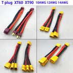 XT60 XT90 T Plug Parallel Battery Connector Male/Female Double Extension Cable Y-Divider/RC Battery Motor3-Way 10AWG 12AWG 14AWG