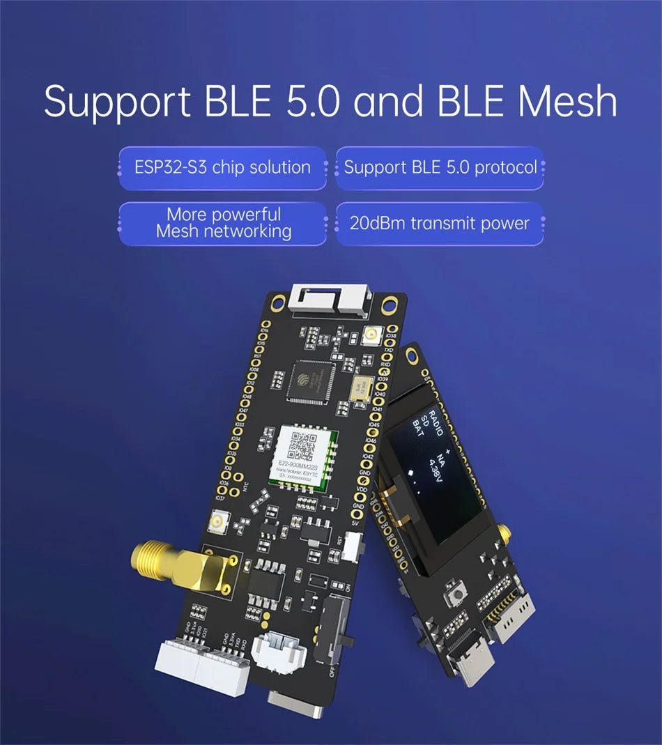 868/915MHz ESP32-S3 SoC ESP32-S3FH4R2 SX1262 Lora WIFI Bluetooth Test Board CDSENET EoRa-S3-900TB BLE5.0 BLE Mesh OLED
