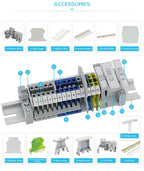 5Pcs UK35 Din Rail Terminal Block Screw 35mm² Wire Electrical Connector, Universal Feed-Through Strip Plug Connection UK 35