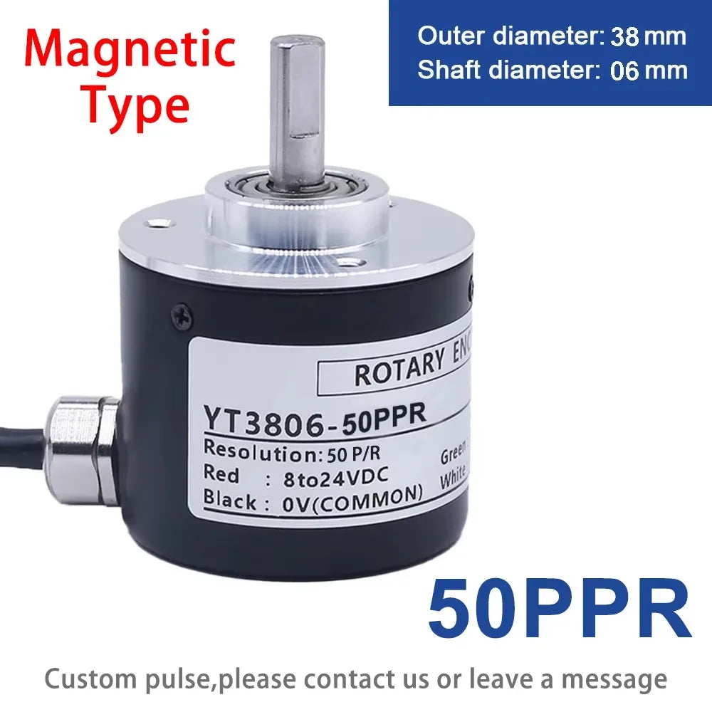 Photoelectric Incremental Rotary Encoder 38S6G5-B-G24N 50/100/200/360/400/500/600PPR AB 2 Phase DC8-24V NPN PNP Optical Encoder