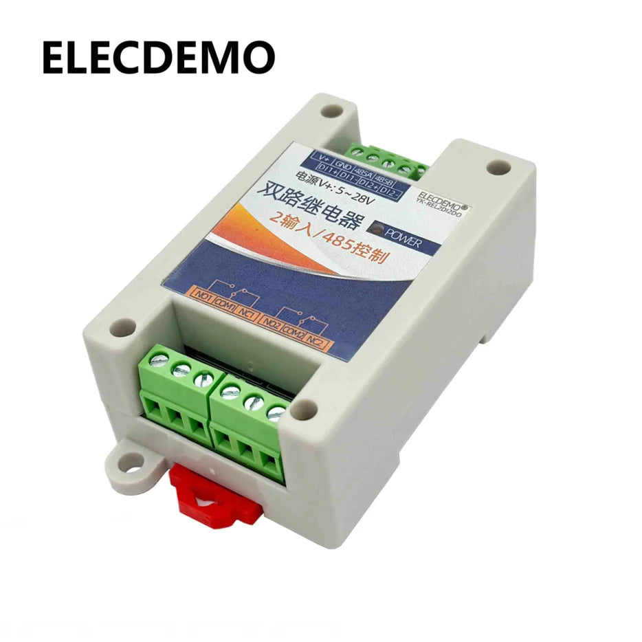 RS485 Modbus RTU 2-Ch DIDO Relay IO Expansion Module, High Precision Digital Input Output Controller, Industrial PLC Board DIY